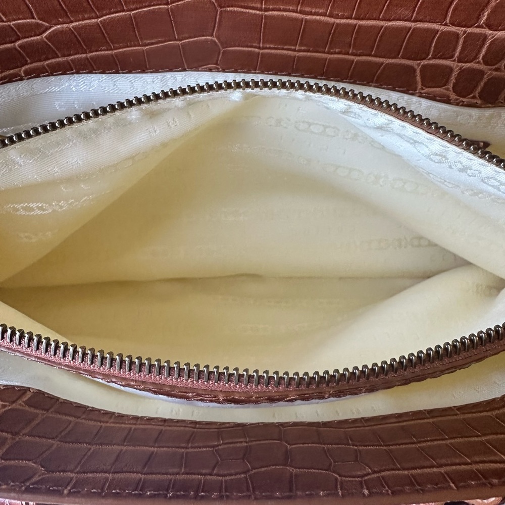 Vintage CELINE Old Boogie Bag Croc Embossed Leather Handbag Tea Brown Beige - Picture 11 of 11